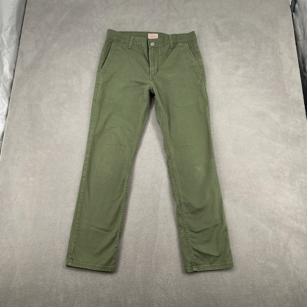 Levis 511 Slim Fit Chino Pants Mens 31x29 Olive Green White Tab‎ Cotton Blend